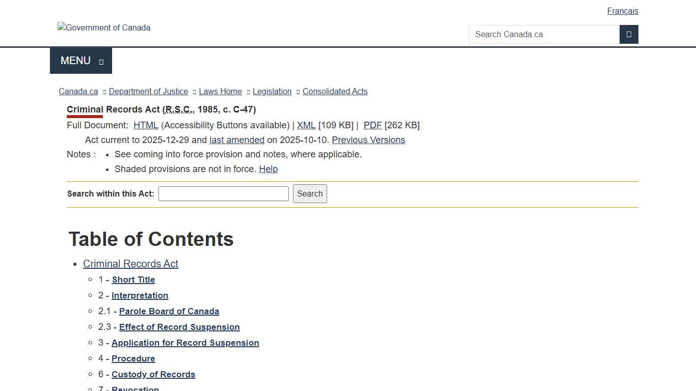 Criminal Records Act